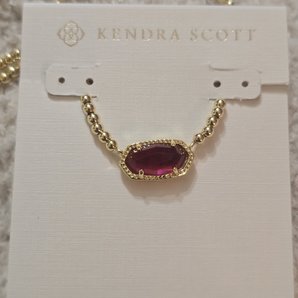 Kendra Scott Gold Necklace with Red Stone